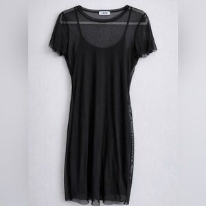 Black Sheer Mesh Overlay Bodycon Dress – Lilyful